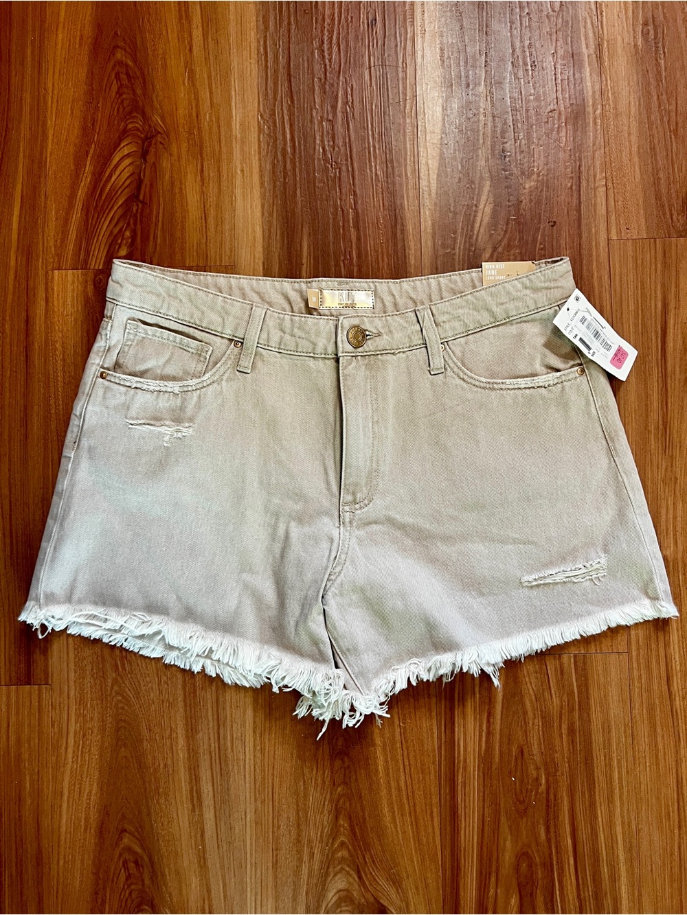 Kut from the Kloth Cream Frayed Hem Jean Shorts